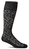 Sockwell Women's Damask Moderate Graduated Compression Sock, Black - M/L