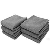 S&T INC. Microfiber Fitness Exercise Home Gym Towels, 360 GSM, 6 Pack, 16-Inch x 27-Inch, Grey