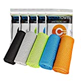 5 Pack Cooling Towels, Soft Breathable Microfiber Ice Towel for Gym, Running, Golf, Workout, Camping, Fitness, Travel, Super Absorbent Lightweight Towel for Outdoor Sports Instant Cooling Relief