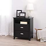 Prepac Yaletown, 2-Drawer Tall Nightstand Black