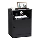 EPHEX Nightstand with Charging Station, End Table with USB Ports & Power Outlet, Side Table with Storage Cabinet and Open Drawers, File Cabinet Storage Table for Home Office, Black