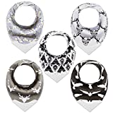 Bandana Bibs with Teething Corner, Teething Bib by Giftty, BPA-Free Silicone Teether and Adjustable Snap for Baby Boys, (Black Forest, 5-Pack)