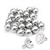 20 Pack Dia.10mm Magnetic Clasps Round Balls Leather Bracelet Necklace Paracord Fashion Jewelry DIY Leathercraft Accessories #FLQ083-10S Copper Silver-Plated