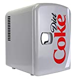 Coca-Cola Diet Coke Portable 6 Can Thermoelectric Mini Fridge Cooler/Warmer, 4 Liters/4.2 Quarts Capacity, 12V DC/110V AC Included Great for Home, Car, Skincare, Cosmetics, Medication, ETL Listed