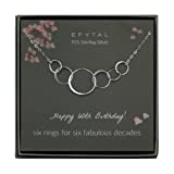 EFYTAL 60th Birthday Gifts for Women, Sterling Silver Six Circle Necklace for Her, 6 Decade Jewelry 60 Years Old