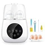 Baby Bottle Warmer, EIVOTOR Bottle Steam 6-in-1 Double Bottle Baby Food Heater for Evenly Warm Breast Milk or Formula, LED Panel Control Real-time Display, BPA Free