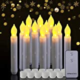 Homemory LED Batteries Operated Taper Candles with Remote, Flickering Light Flameless Taper Window Candles, Set of 12 Warm Yellow Fake Candles for Halloween, Church, Party