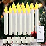 Raycare LED Flameless Taper Candles Battery Operated with Remote, Flameless Taper Window Candles Flickering Warm White Light, Set of 12 Fake Candles for Halloween, Christmas, Wedding