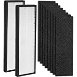 LINNIW 10x Replacement Kits - 2 Pack NEA-F1 True HEPA Filter + 8 Pack NEA-C1 Activated Carbon Filter Compatible with Eureka NEA120 Air Purifier, Compatible with Toshiba Air Purifier