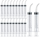 20 Pack Dental Syringe Disposable 12ml Dental Irrigation Syringe with Curved Tip for Oral, Dental Care, Tonsil Stone Squirt, Feed Pet, Liquid Injection, Oil, Glue