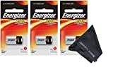 Energizer A544 6-Volt Photo Battery 3 Pack With Cloth - With Loopacell Brand Microfiber Cleaning Cloth Ultra Smooth, Colors May Vary