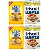 Triscuit Original Whole Grain Wheat Vegan Crackers and Wheat Thins Original Whole Grain Wheat Crackers Variety Pack, 4 Boxes