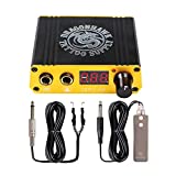 Dragonhawk LCD Dual Tattoo Machine Gun Power Supply Foot Pedal Clip Cord P077 (Golden)