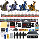 Solong Tattoo Complete Tattoo Kit 4 Pro Machine Guns 54 Inks Power Supply Foot Pedal Needles Grips Tips with Carry Case TK453