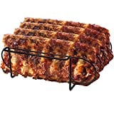Sorbus Non-Stick Rib Rack - Porcelain Coated Steel Roasting Stand  Holds 4 Rib Racks for Grilling & Barbecuing - Perfect BBQ Accessories for Smoker and Grill - Durable and Convenient Design (Black)