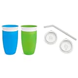 Munchkin Miracle 360 Sippy Cup, Blue/Green, 10 Ounce, 2 Pack and 3pc Sipper and Straw Lid