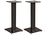 Monoprice Elements Speaker Stand - 18 Inch (Pair) with Cable Management, Strong Tempered Glass Base with Floor Spikes, 139496, Black