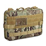 WYNEX Tactical Molle Admin Pouch, Upgrade Material Semi-Hidden Zipper & 1000D Tough Nylon EDC Utility Pouches Tools Bag EMT Utility Map Pocket, IFAK Pack Include U.S.A Flag Patch