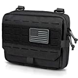WYNEX Tactical Molle Admin Pouch of Tri-Fold Open Design, Molle Tool Pouch First Aid Pouch EDC Utility Pouches Tools Bag Molle Attachment Organizer Include U.S.A Flag Patch