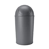 Umbra Grand Swing Top Garbage Large Capacity 10 Gallon Kitchen Trash Can with Lid, Indoor/Outdoor Use, Charcoal