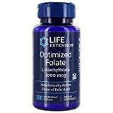 Life Extension Optimized Folate (L-Methylfolate), 1000 mcg 100 Vegetarian Tablets (3 Pack)