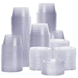 Comfy Package [200 Sets - 2 oz.] Plastic Disposable Portion Cups with Lids, Souffle Cups, Jello Cups