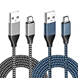 15FT PS4 Controller Charger Charging Cable 2PCS Nylon Braided Micro USB 2.0 High Speed Data Sync Cord for Xbox One S/X, Playstation 4, PS4 Slim/Pro Controller Charger and Play Cord