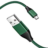 TPLTECH PS4 Controller Charging Cable, ［2PACK-15Ft］Micro USB 2.0 Nylon Braided Fast Charger Cord, High Speed Data Sync Charge Cable for Playstation 4, Xbox One S/X Controller, Android Phone, Green