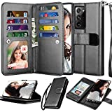 Njjex Galaxy Note 20 Case, for Samsung Note 20 Wallet Case, [9 Card Slots] PU Leather ID Credit Holder Folio Flip [Detachable] Kickstand Magnetic Phone Cover & Lanyard for Galaxy Note 20 [Black]