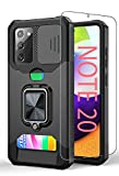 Phone Case for Samsung Galaxy Note 20 5G Case with SM-N9810 Screen Protector Wallet Card Holder Kickstand Stand Ring GalaxyNote20case SamsungNote20 Shockproof Protective Cases Cover Black