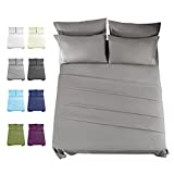 EASELAND Bed Sheet Set - Queen Size Sheets 6 Pieces Bedding Sheet & Pillowcases Sets, Brushed Microfiber Sheet with Deep Pocket Fits 8 to 16 Inch(Queen,Grey)