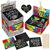 Mocoosy 4 Pack Mini Rainbow Scratch Off Art Notes, Holographic Glitter Scratch Paper Arts and Crafts for Kids Magic Scratch Notes Paper Card Christmas Birthday Gift