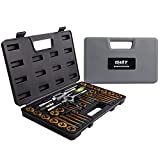 80pc Titanium Coated Tap and Die Set in SAE and Metric Sizes | Titanium Steel Metric and Standard Tap Set and Die Tool Set for Internal and External Threading