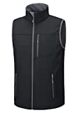 Libin Men's Golf Vest Fleece Lined Sleeveless Jacket Windproof Softshell Vest for Running Hiking Travel Zipper Pockets, Black L