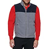 Tommy Hilfiger Men's Polar Fleece Vest, Navy/Light Grey, Large