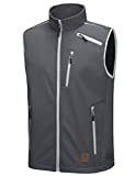 Little Donkey Andy Men's Lightweight Fleece Lined Softshell Vest Windproof Sleeveless Jacket for Hiking Travel Golf Grey L