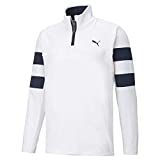 PUMA Golf Men's Standard Torreyana 1/4 Zip, Bright White-Navy Blazer, X-Large