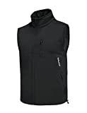 BALEAF Men's Golf Vest Lightweight Softshell Jacket Windproof Outerwear Sleeveless Vest for Running Hiking Black Size M