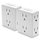 Multi Plug Outlet Splitter, Unidapt Multiple Outlet Extender Adapter with 6 Electrical Outlets, Side Outlet Splitter Box, Wall Tap Power Plug Expander for Home Hotel Office Dorm Essentials, 2-Pack