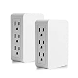 oviitech Plug in Outlet Extender,6 Grounded Outlet Wall Tap Adapter,Side Access,Electrical Wall Plug,UL Listed (Side Entry/2PK).