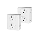 Outlet Extender, HICITY Multi Plug Outlet with 6 Electrical Outlets Adapter, 3-Prong Wall Outlet Tap for Cruise Ship Home Office Dorm, White (2 Pack)
