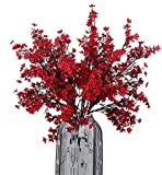 JAKY Global Babys Breath Fabric Cloth Artificial Flowers 6 Bundle European Fake Silk Plants Decor Wedding Party Decoration Bouquets Real Touch DIY Home Garden(Red)