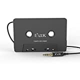 Elook Car Cassette Aux Adapter, 3.5mm Universal Audio Cable Tape Adapter for Car, Phone, MP3 ect. Black