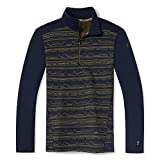 Smartwool Men's Merino 250 Pattern 1/4 Zip Long Sleeve Base Layer – Moisture-Wicking, Merino Wool Top for Skiing, Hiking, Biking & Cold Weather Outdoor Activities - Deep Navy Mountain Range, L