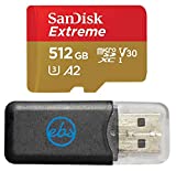 SanDisk Extreme 512GB Micro SD Memory Card for GoPro Works with GoPro Hero 9 Black Camera UHS-1 U3 / V30 A2 4K Class 10 (SDSQXA1-512G-GN6MN) Bundle with 1 Everything But Stromboli MicroSD Card Reader