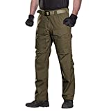 FREE SOLDIER Men's Outdoor Tactical Pants Ripstop Military Combat EDC Cargo Pants Lightweight Hiking Work Pants (Dark Green-Upgrade 34W x 32L)