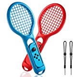 LYCEBELL Tennis Racket for Nintendo Switch Joy Con Controller, Switch Accessories for Nintendo Switch Games Mario Tennis Aces, Great Gift for Family and Kids(2 Pack, Red & Blue)