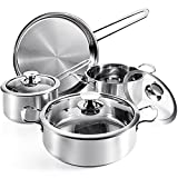 Kitchen Cookware Sets 7-Piece Induction Stainless Steel Pots and Pans Set Kitchenware Cooking Set with Lid Dishwasher Safe Silver