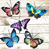 VOKPROOF Metal Butterfly Wall Decor - 5 Pack Butterflies Art Decorations for Outdoor Garden,Patio,Fence