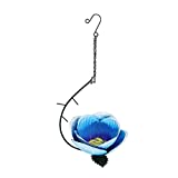 LIFFY Hanging Metal Blue Flower Bird Feeders for Garden Outdoor Patio Fence Decoration with Iron Chain Wild Backyard Attracting Birds